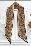 Leto - Leopard Print Skinny Satin Scarf For Women: Camel