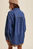 Heart Detail Oversized Denim Shirt: Light Denim