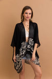 Lightweight Summer Kimono | Floral Embroidery & Tassels 🌻: Black