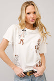 Western Motif Embroidered Graphic T Shirt: OFF WHITE