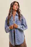 Heart Detail Oversized Denim Shirt: Light Denim