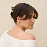 Kitsch - Recycled Fabric Satin & Velvet Headbands 2pc Set-Black/Choco