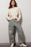 Western Horse Graphic Button Front Cropped Cardigan Sweater: IVORY