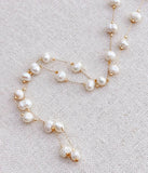 Gold Freshwater Pearl Beaded Link Chain Short Necklace
