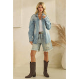 Denim Jacket with Horse Embroidery: Medium Wash