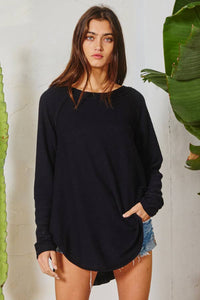 Boat Neck Solid Top: BLACK