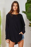 Boat Neck Solid Top: BLACK