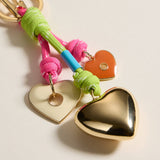Enamel Heart Charm Keychain with Neon Rope