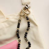 Colorful Beaded Bag Charm with Gold Clasp Trendy Accessory: Black