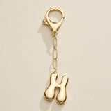 Bubble Letter Initial Keychain – Gold
