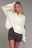 Western Horse Intarsia Cardigan: IVORY