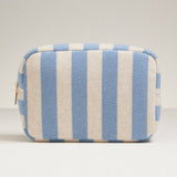 Striped Terry Fabric Travel Pouch- Blue