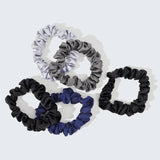Kitsch - Satin Petite Scrunchies 5pc Set- Midnight