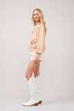 Western Motif Embroidered Graphic Sweatshirt: Tan