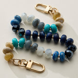Mixed Bead Bag Keychain with Gold Clasps: Blue