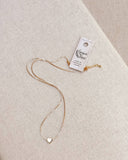Gold Mini Heart Tag Necklace on Fine Chain