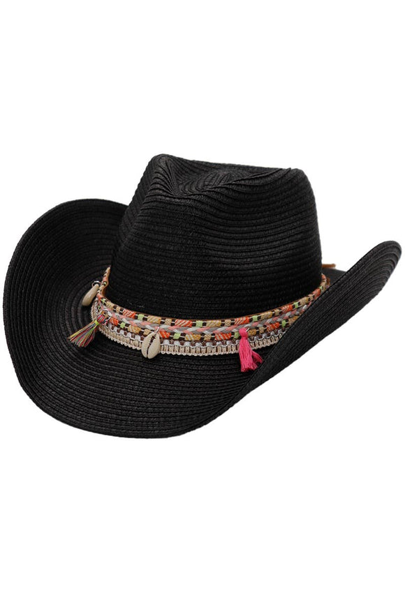 Pink Deco Coastal Cowgirl  Cowboy Hat: Black
