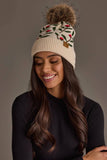 Panache - Cream Floral Pattern Knit Pom Hat
