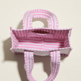 Pink Shell Quilted Mini Tote Bag – Lightweight Floral Striped Everyday Handbag: Pink