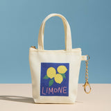 Mini Canvas Bag Charm Pouch with Limone Lemon Graphic & Chain Keyring