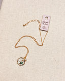 Enamel Butterfly Floral Pendant Gold Necklace