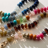 Mixed Bead Bag Keychain with Gold Clasps: Pink