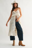 Sheer Floral Lace Ruffle Cover Up Top: CREAM
