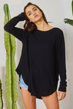 Boat Neck Solid Top: BLACK