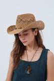 Woven Brim Cowboy Hat: Textured Western Hat: Mocha