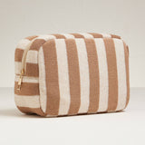 Striped Terry Fabric Travel Pouch: Beige