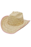 Kids Cattleman Natural Straw Cowboy Hat: Pink Trim