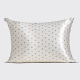 Standard Satin Pillowcase - Pearlized Cream & Coastal Blue Print