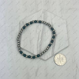 Silver Navajo pearl with blue turquoise stone beads Bracelet