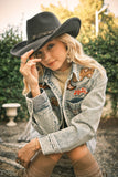 Garment Washed Snap Up Rodeo Denim Jacket: LIGHT WASH