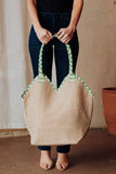 Green, Navy & Multicolored Floral Tote