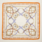 Classic Equestrian Chain Square Scarf – White
