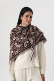 Women Paisley Print Tassel Triangle Scarf Warm Shawl Wrap: Brown