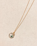Enamel Butterfly Floral Pendant Gold Necklace