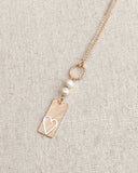 Two Tone Gold & Silver Pearl Heart Tag Necklace: Yellow Gold
