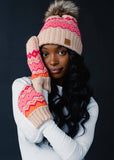 Blush, Pink & Orange Patterned Mittens