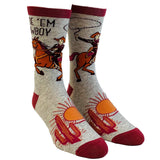 Men's Ride Em Cowboy Socks Horse Cool Saying Guys: Mens (9-11) / Grey