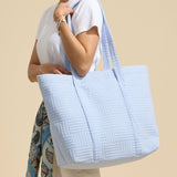 Luxe Terry Irregular Grid Pattern Tote Bag