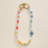 Colorful Beaded Bag Charm with Heart & Pearl Accents Trendy Accessory