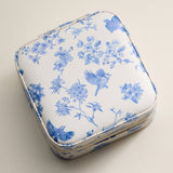 Blue Floral & bird Print Travel Jewelry Box