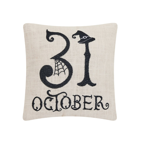 October 31 Embroidered Pillow