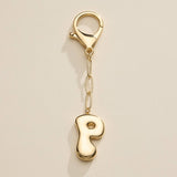 Bubble Letter Initial Keychain – Gold