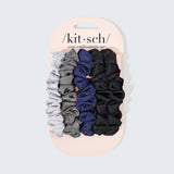 Kitsch - Satin Petite Scrunchies 5pc Set- Midnight