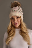 Panache - Cream & Pink Floral Pattern Pom Hat