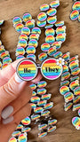 70's Rainbow Glasses Pronoun Pins: He/ They