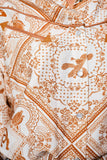 Western Printed Long Sleeve Button-Up Shirt: OFF WHITE RUST